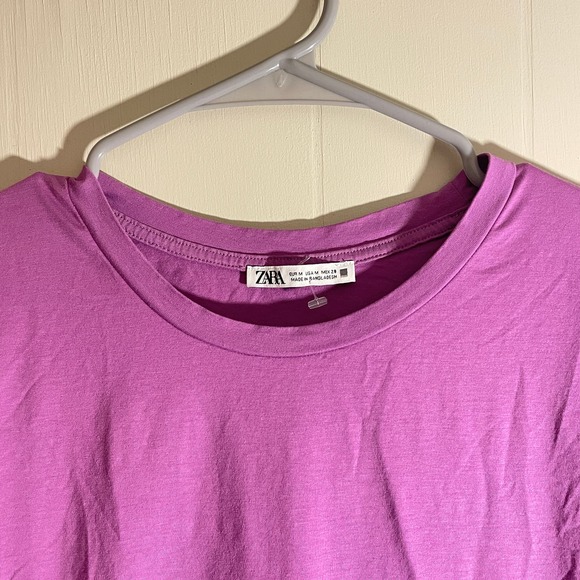 Zara Purple Basic Tee Short Sleeve Crew Neck Basic T Shirt Women's Size Medium - Picture 5 of 5